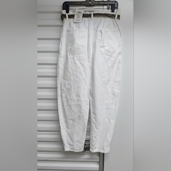Zara Paper Bag White Baggy Fit Pantsz - Picture 3 of 4